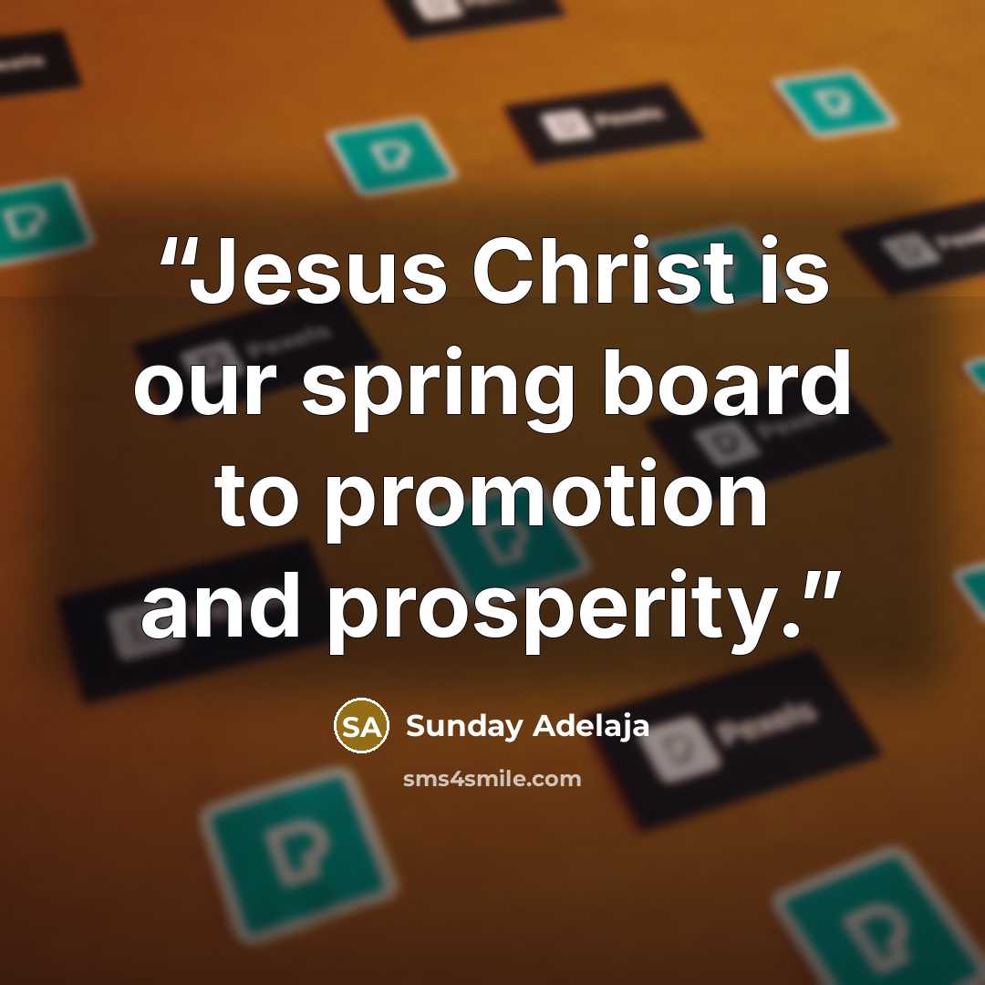 “Jesus Christ is our spring board to promotion and prosperity.” quote by Sunday Adelaja