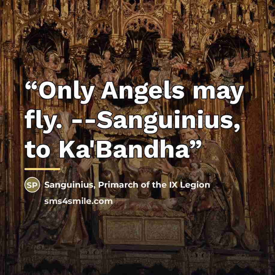 “Only Angels may fly. --Sanguinius, to Ka'Bandha” quote by Primarch of the IX Legion Sanguinius
