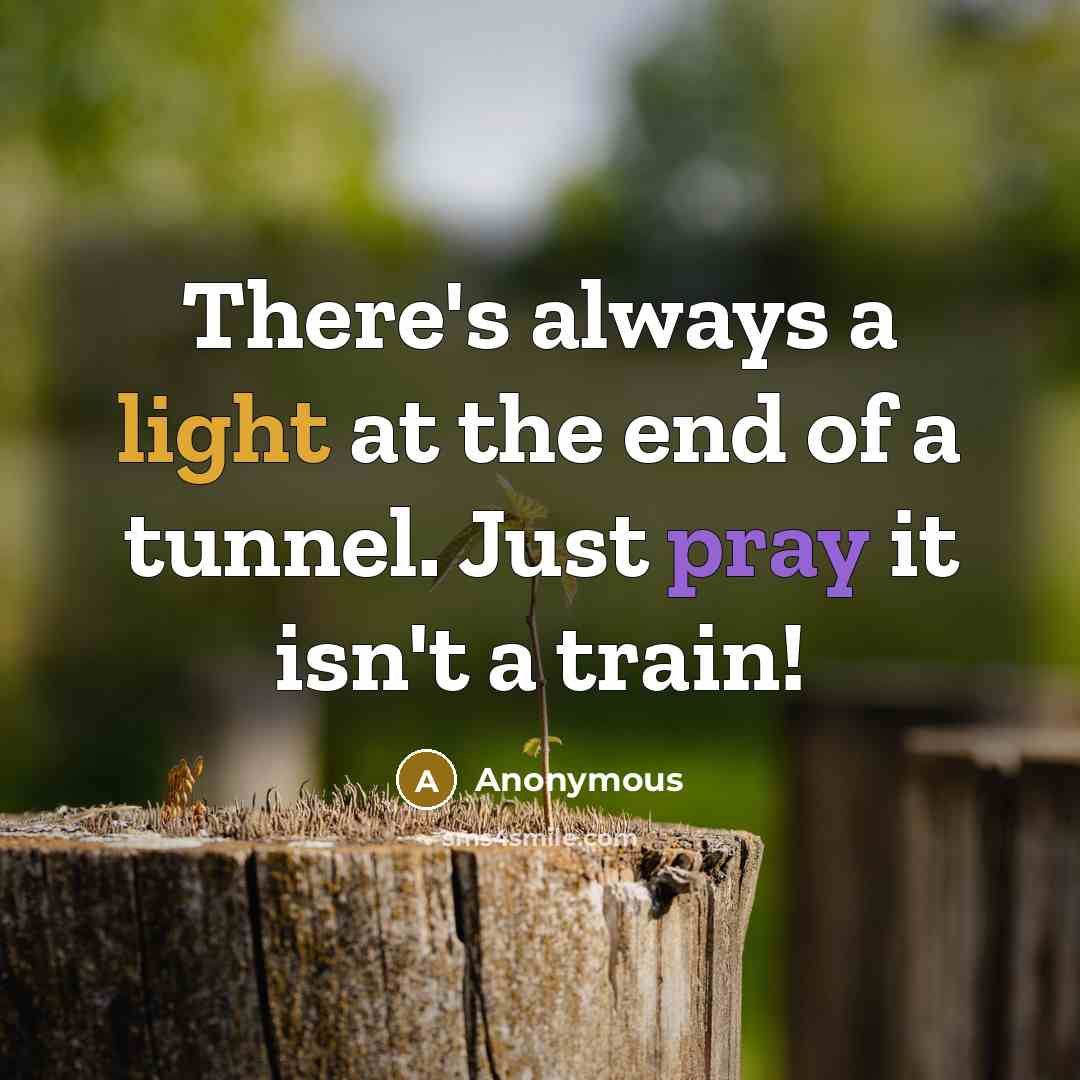 “There's always a light at the end of a tunnel. Just pray it isn't a train!” quote by Anonymous