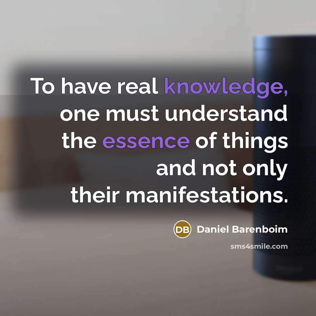 “To have real knowledge, one must understand the essence of things and not only their manifestations.” quote by Daniel Barenboim