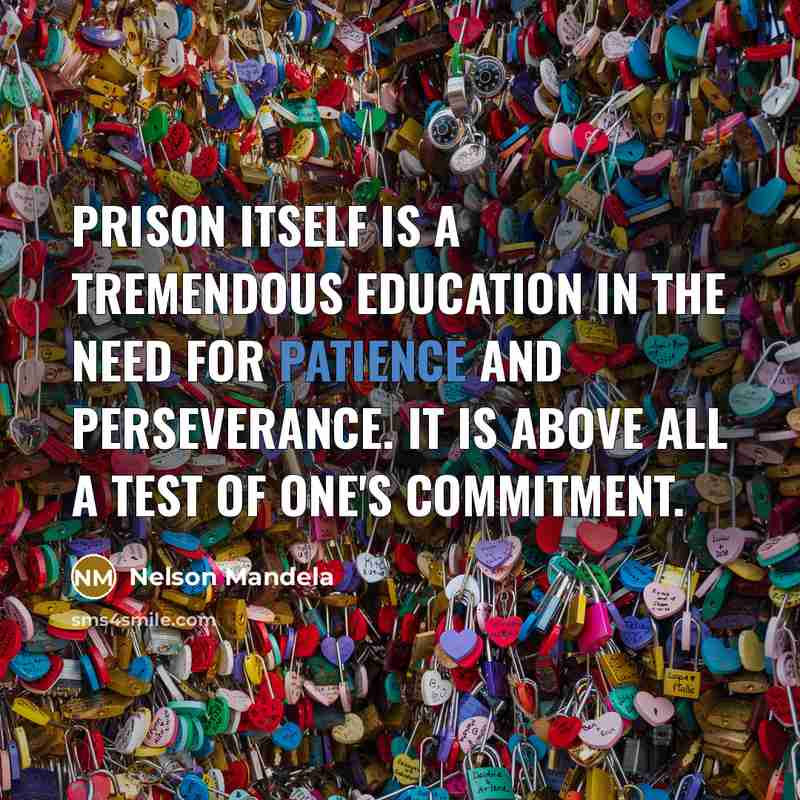 “Prison itself is a tremendous education in the need for patience and perseverance. It is above all a test of one's commitment.” quote by Nelson Mandela