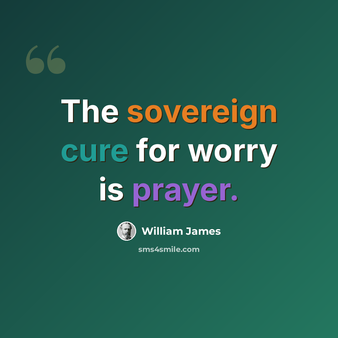 “The sovereign cure for worry is prayer.” quote by William James