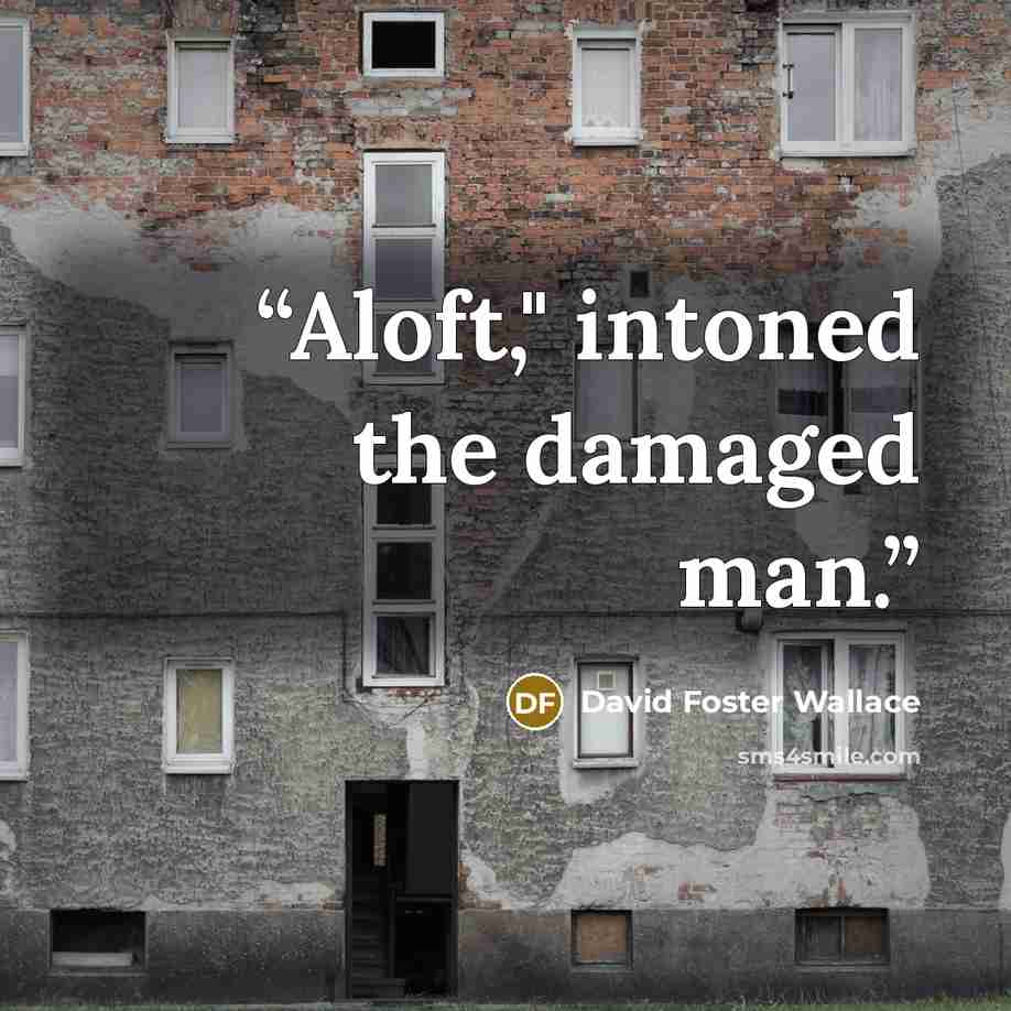 “Aloft," intoned the damaged man.” quote by David Foster Wallace