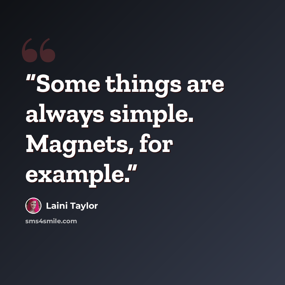 “Some things are always simple. Magnets, for example.” quote by Laini Taylor