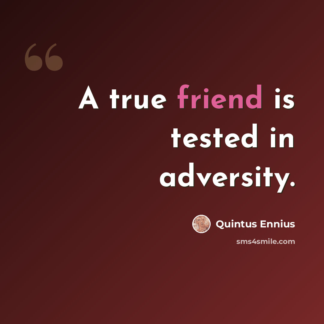 “A true friend is tested in adversity.” quote by Quintus Ennius
