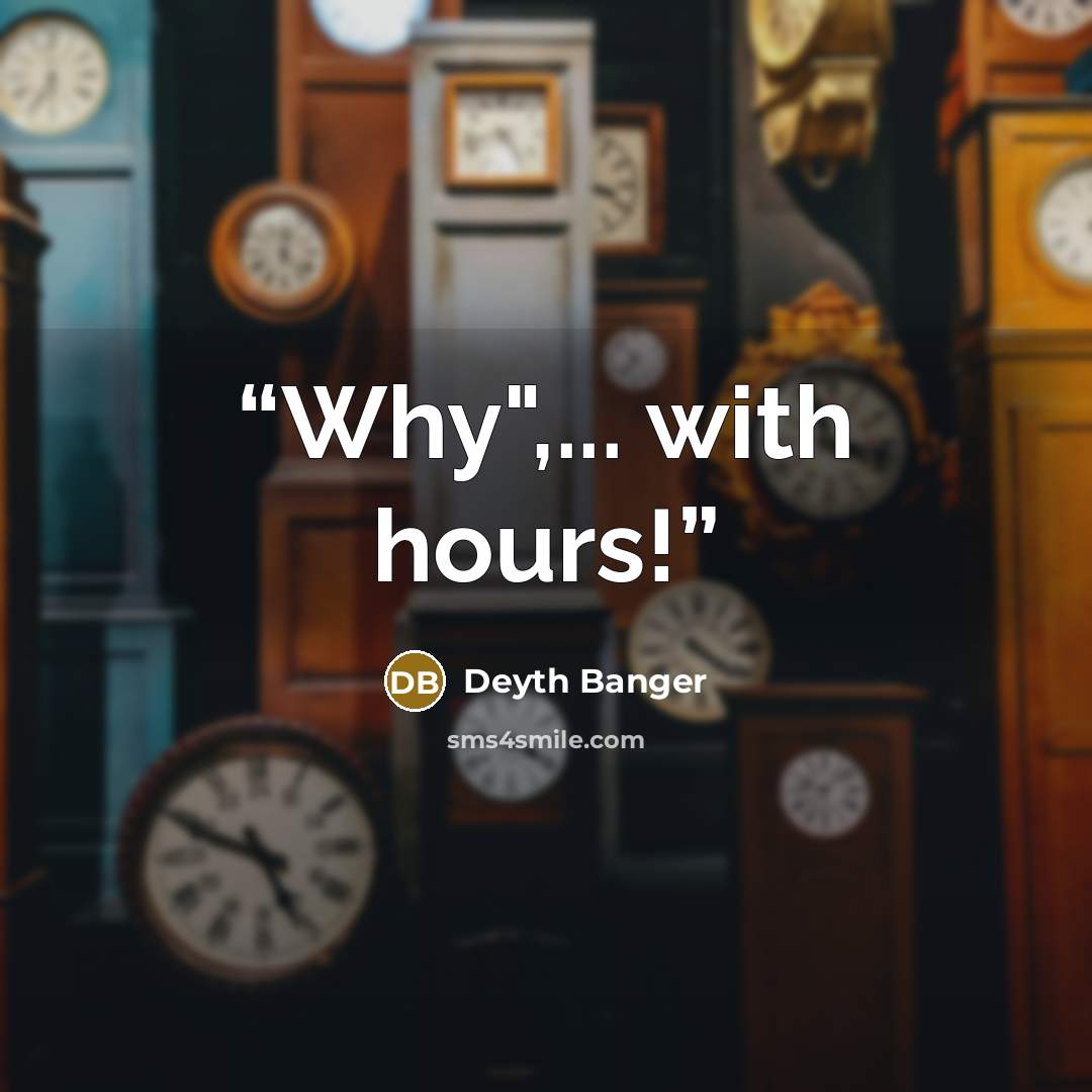 “Why",... with hours!” quote by Deyth Banger