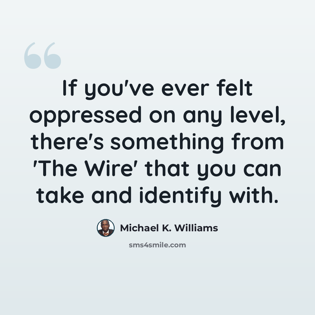 “If you've ever felt oppressed on any level, there's something from 'The Wire' that you can take and identify with.” quote by Michael K. Williams