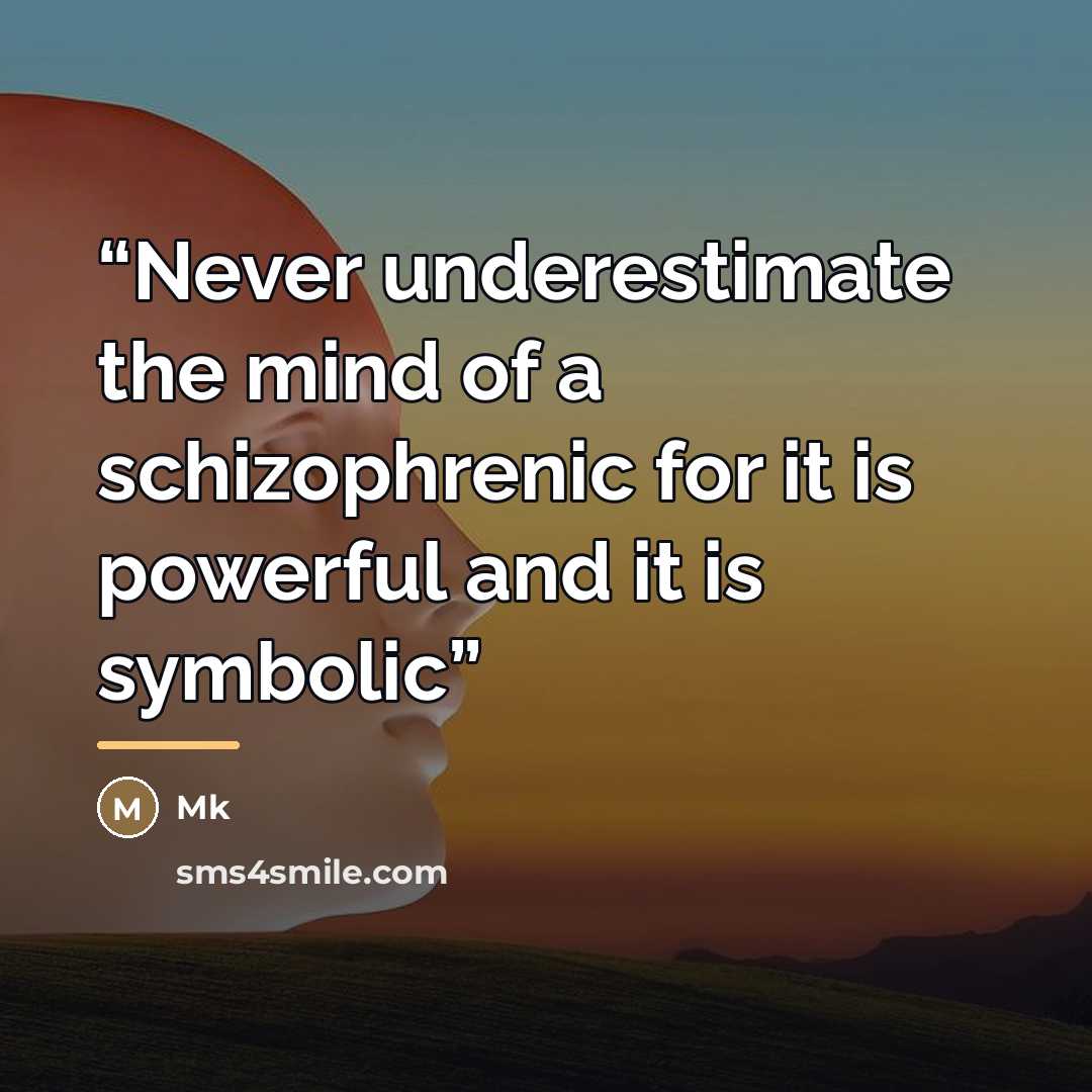“Never underestimate the mind of a schizophrenic for it is powerful and it is symbolic” quote by MK