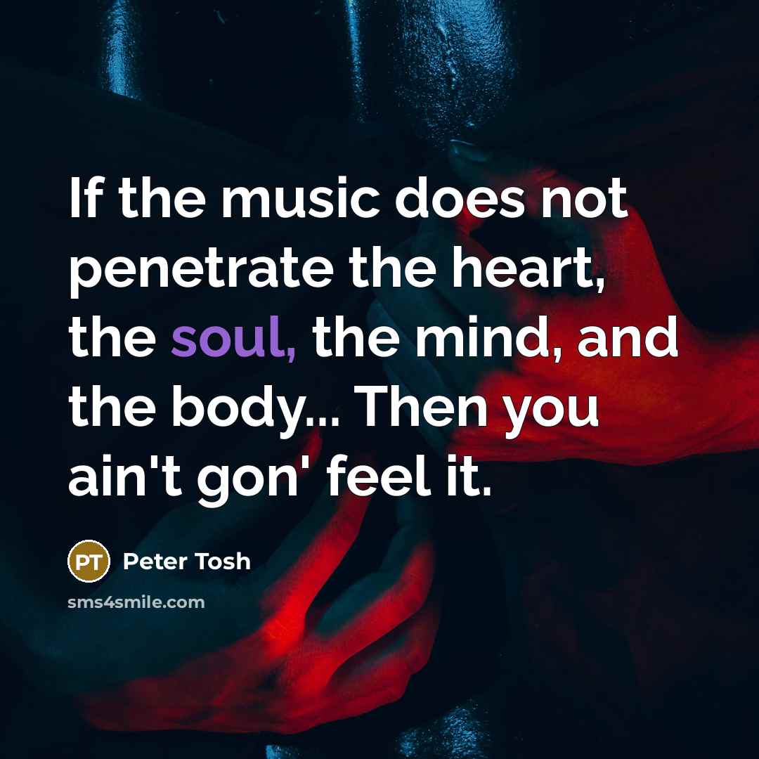 “If the music does not penetrate the heart, the soul, the mind, and the body... Then you ain't gon' feel it.” quote by Peter Tosh