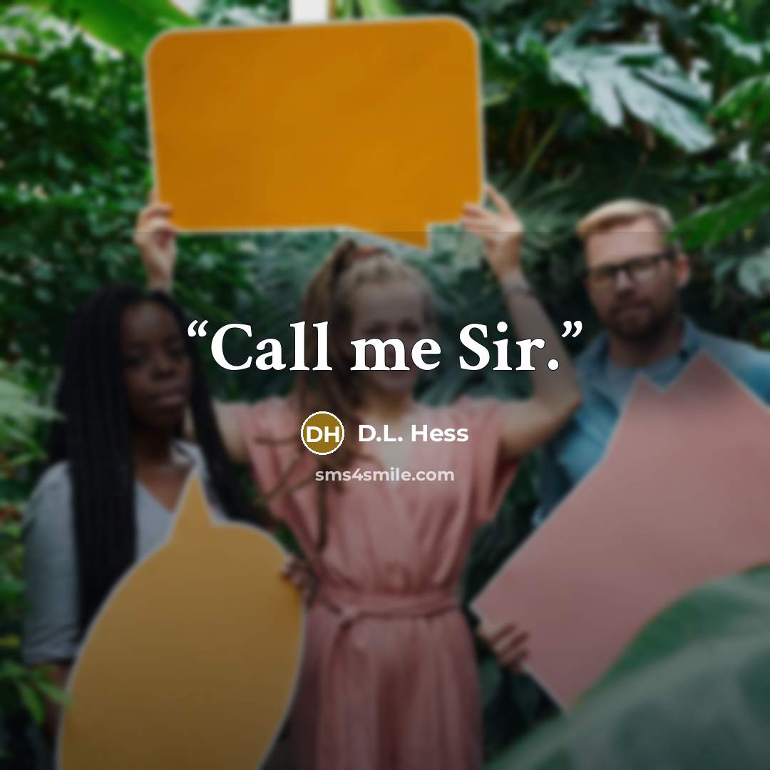 “Call me Sir.” quote by D.L. Hess