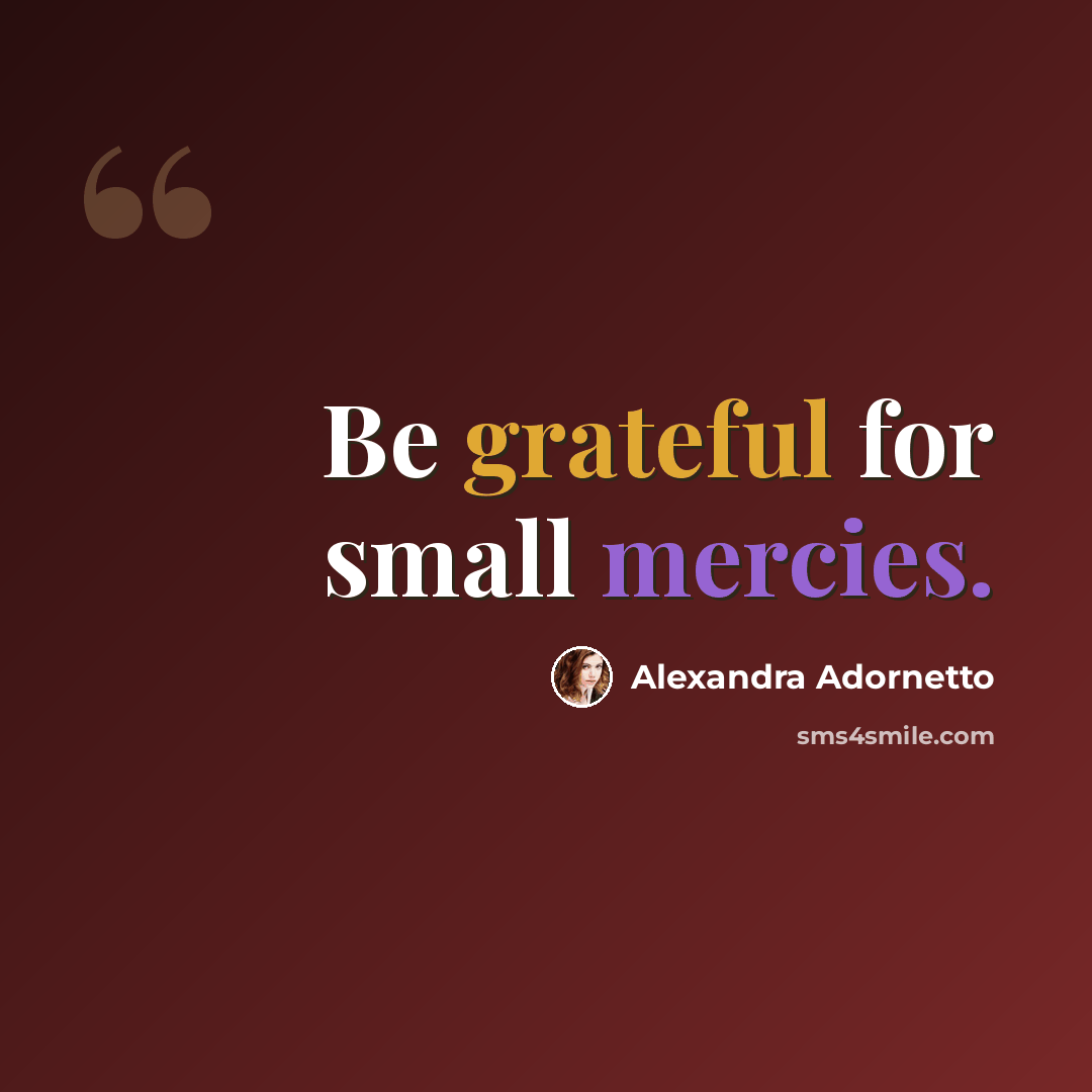 “Be grateful for small mercies.” quote by Alexandra Adornetto