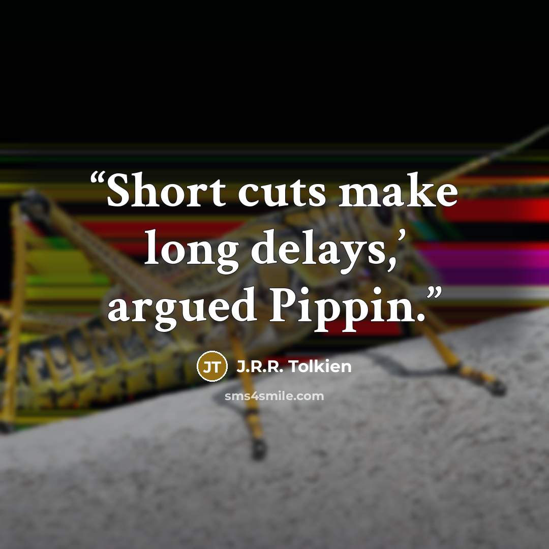 “Short cuts make long delays,’ argued Pippin.” quote by J.R.R. Tolkien