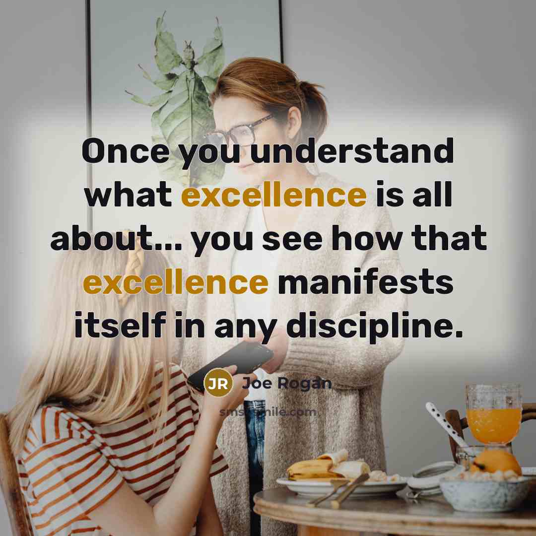 “Once you understand what excellence is all about... you see how that excellence manifests itself in any discipline.” quote by Joe Rogan