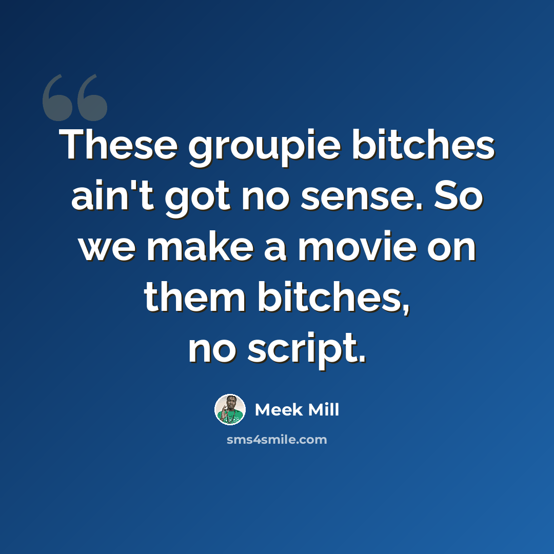 “These groupie bitches ain't got no sense. So we make a movie on them bitches, no script.” quote by Meek Mill