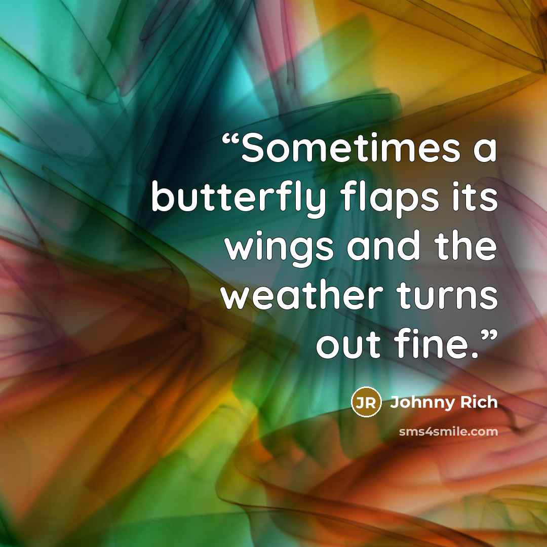 “Sometimes a butterfly flaps its wings and the weather turns out fine.” quote by Johnny Rich
