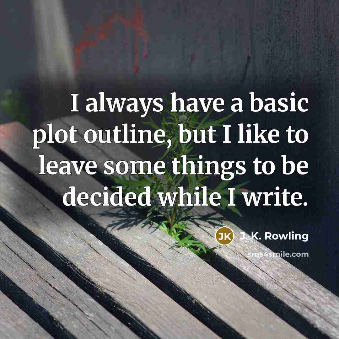 “I always have a basic plot outline, but I like to leave some things to be decided while I write.” quote by J. K. Rowling