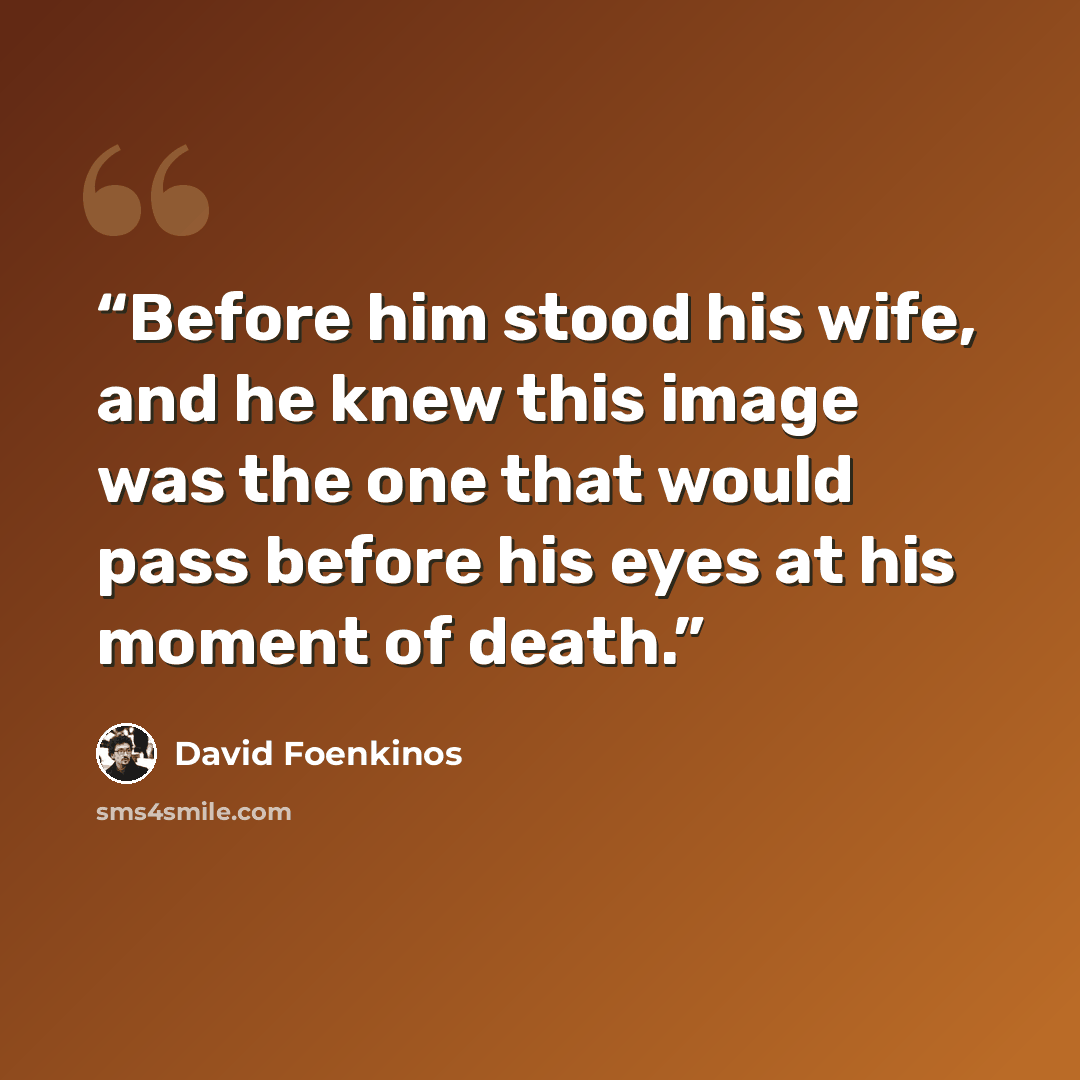 “Before him stood his wife, and he knew this image was the one that would pass before his eyes at his moment of death.” quote by David Foenkinos