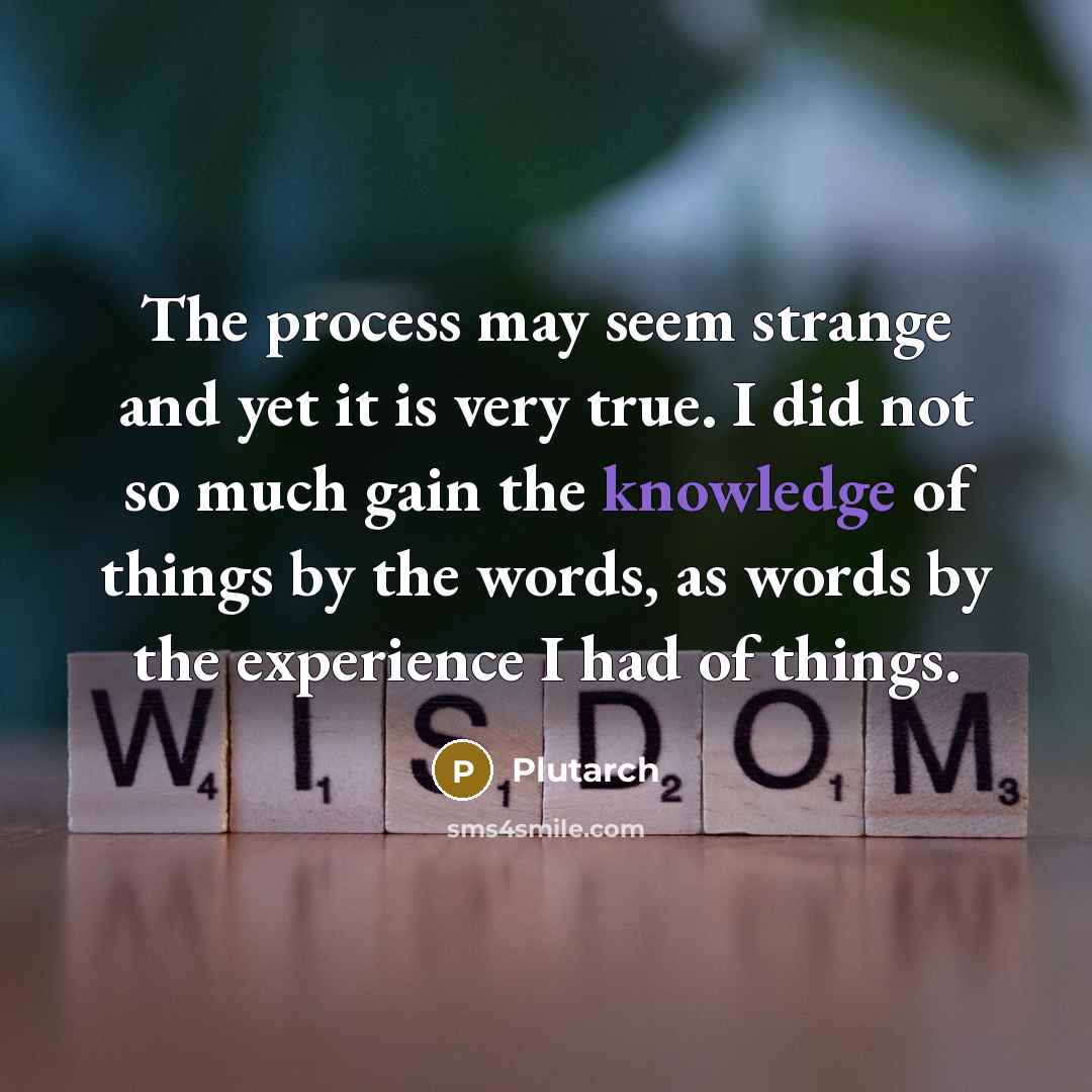 “The process may seem strange and yet it is very true. I did not so much gain the knowledge of things by the words, as words by the experience I had of things.” quote by Plutarch
