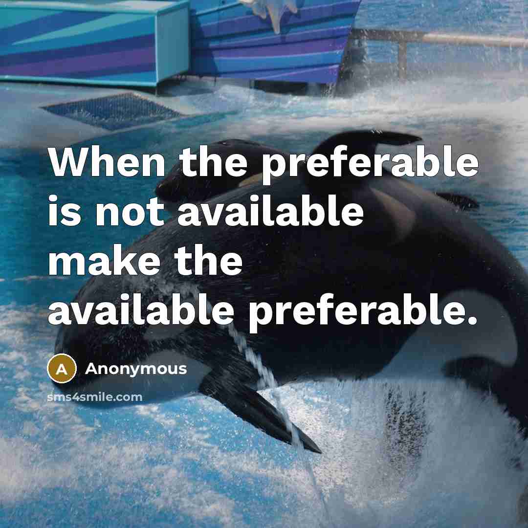 “When the preferable is not available make the available preferable.” quote by Anonymous