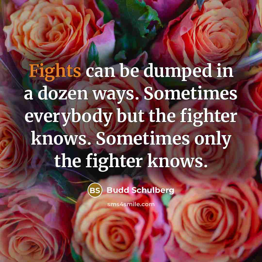 “Fights can be dumped in a dozen ways. Sometimes everybody but the fighter knows. Sometimes only the fighter knows.” quote by Budd Schulberg
