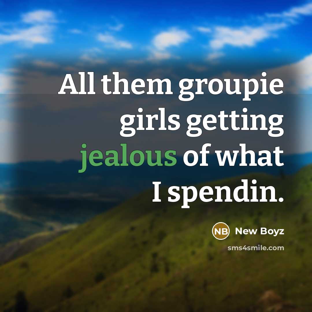 “All them groupie girls getting jealous of what I spendin.” quote by New Boyz