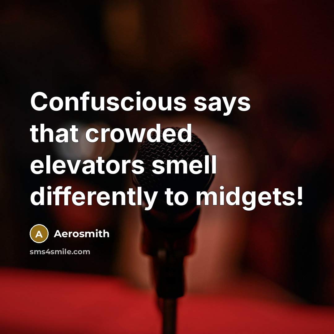 “Confuscious says that crowded elevators smell differently to midgets!” quote by Aerosmith