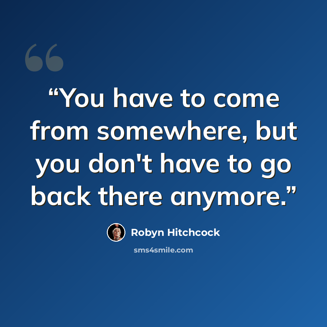 “You have to come from somewhere, but you don't have to go back there anymore.” quote by Robyn Hitchcock