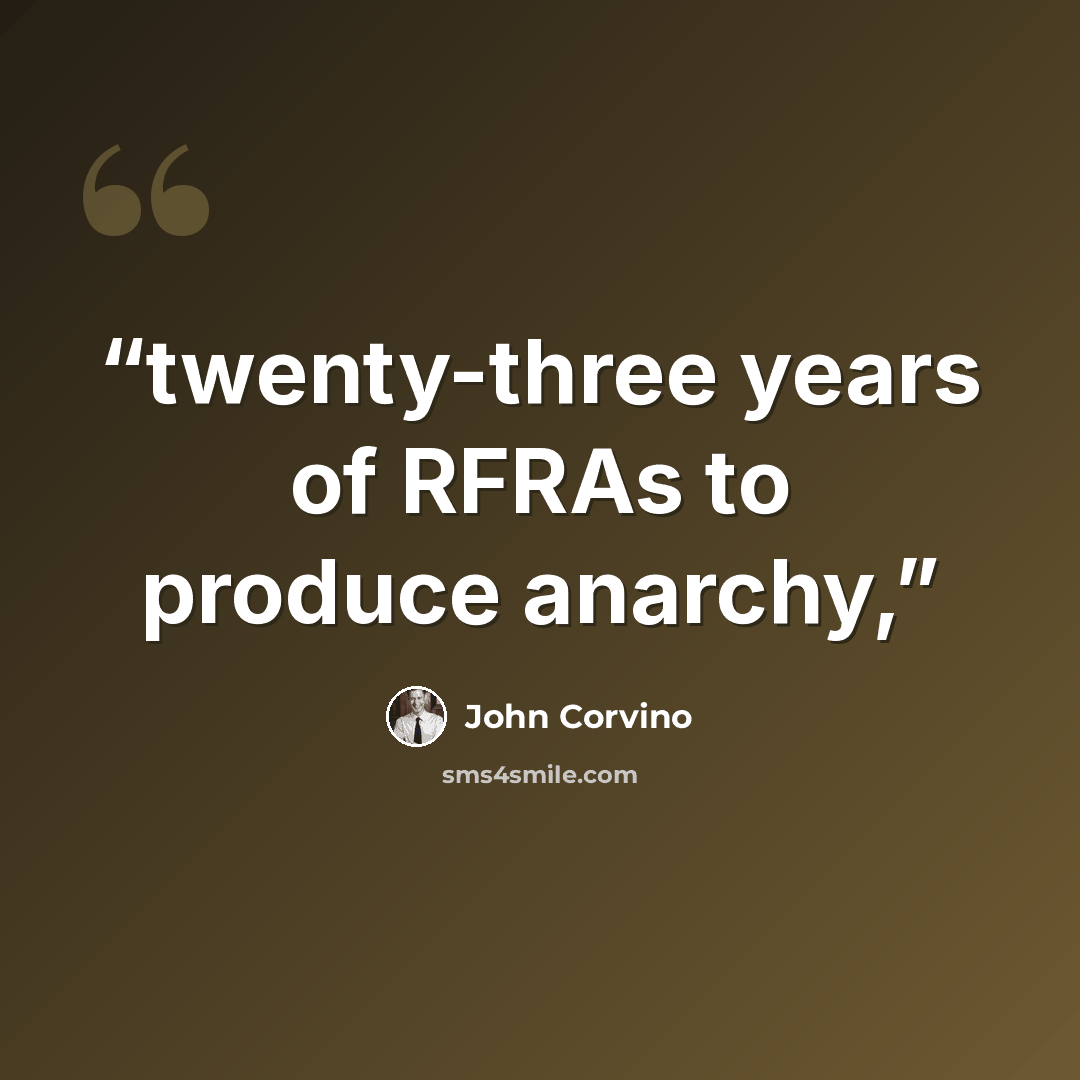 “twenty-three years of RFRAs to produce anarchy,” quote by John Corvino
