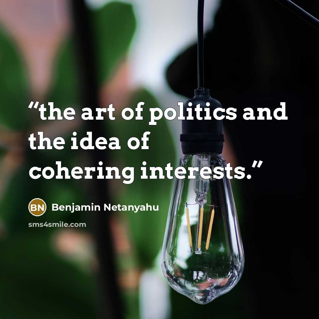 “the art of politics and the idea of cohering interests.” quote by Benjamin Netanyahu