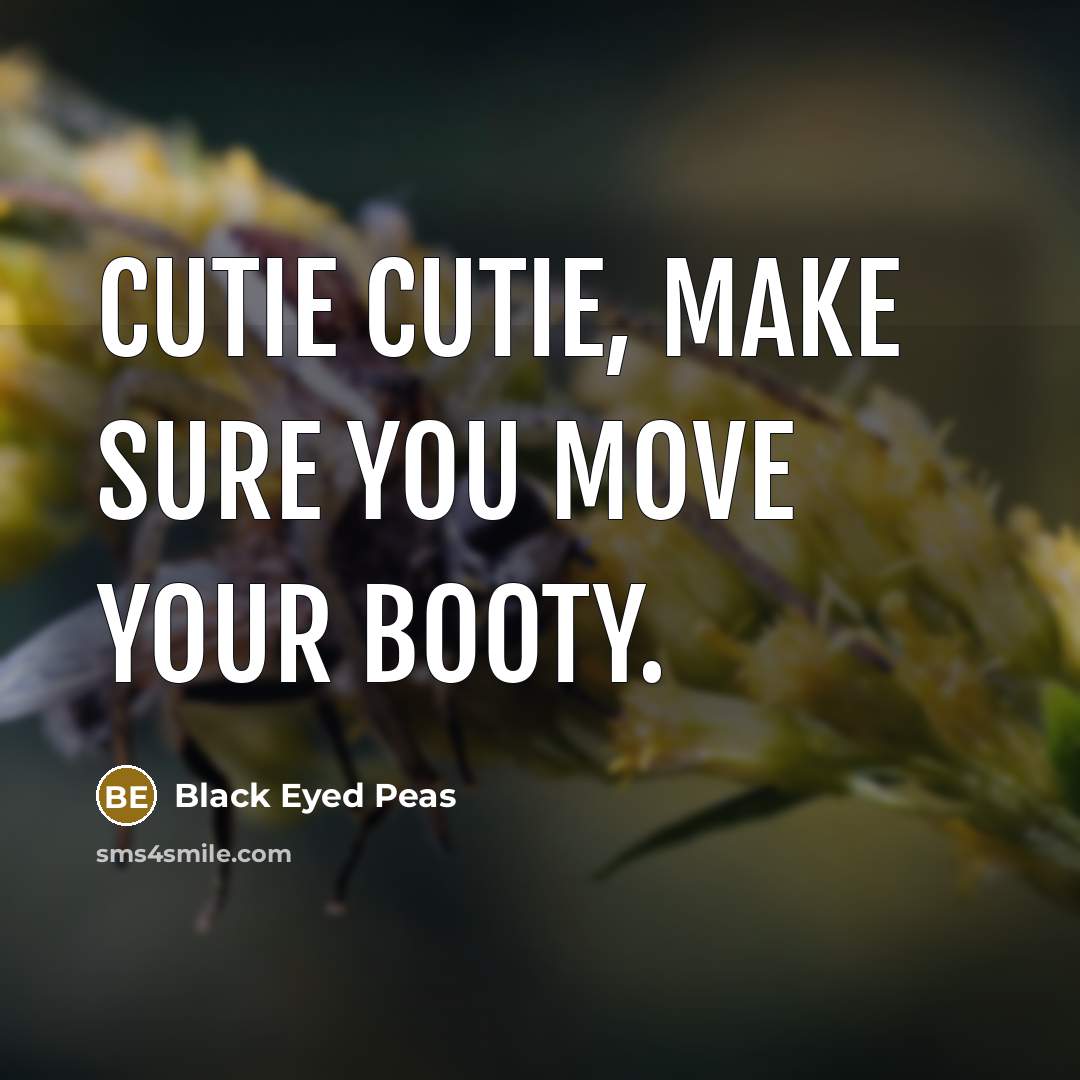 “Cutie cutie, make sure you move your booty.” quote by Black Eyed Peas