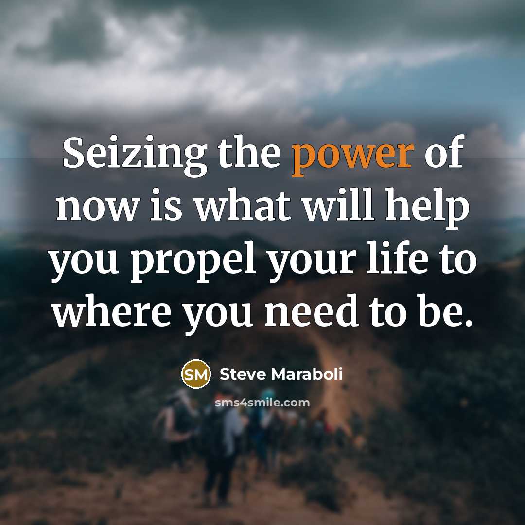 “Seizing the power of now is what will help you propel your life to where you need to be.” quote by Steve Maraboli