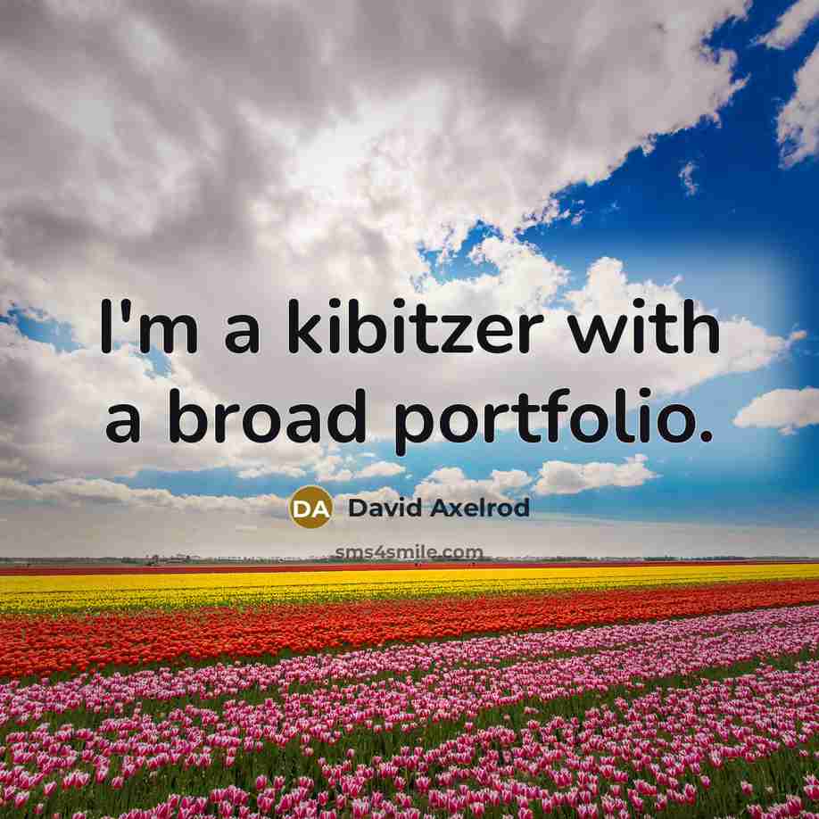 “I'm a kibitzer with a broad portfolio.” quote by David Axelrod