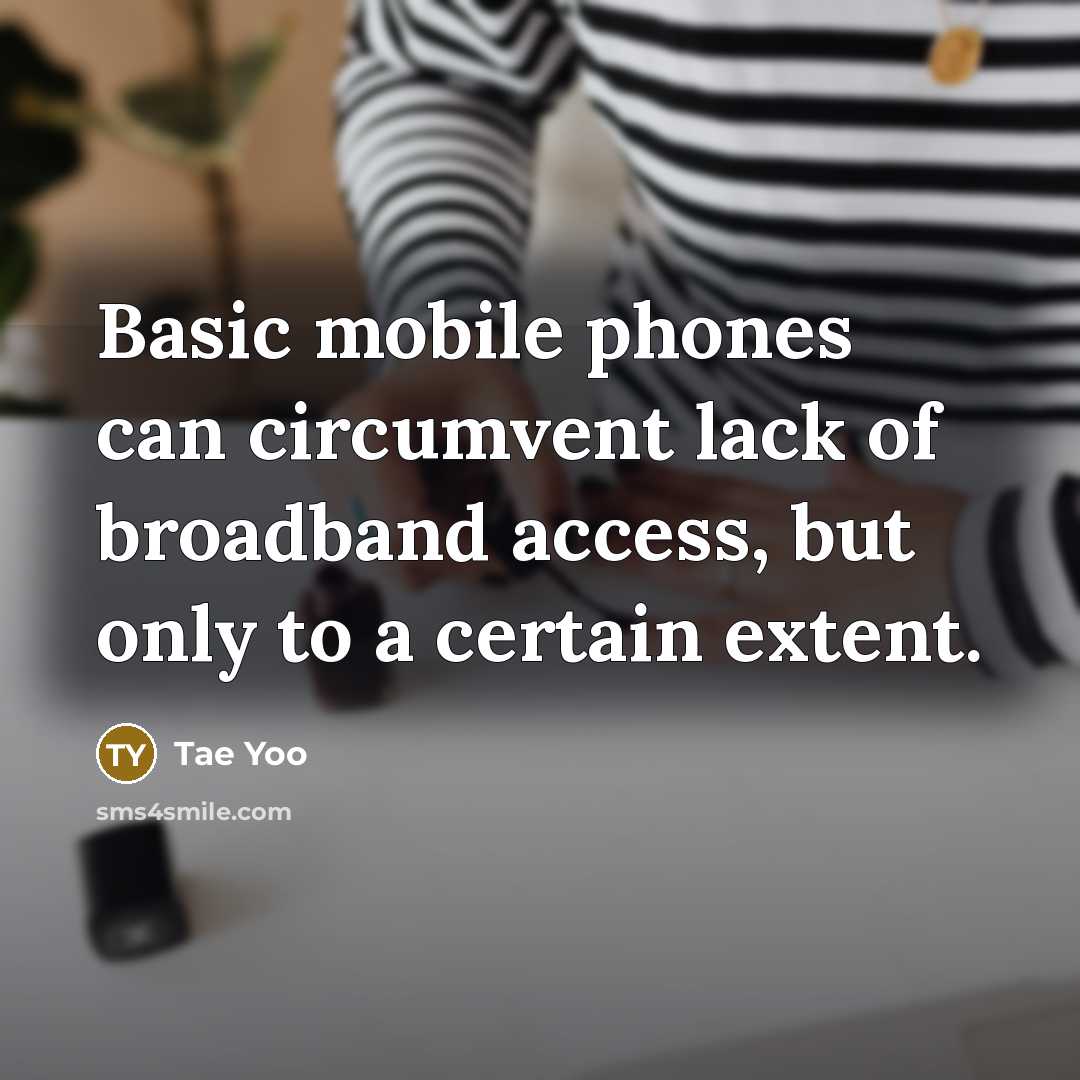 “Basic mobile phones can circumvent lack of broadband access, but only to a certain extent.” quote by Tae Yoo