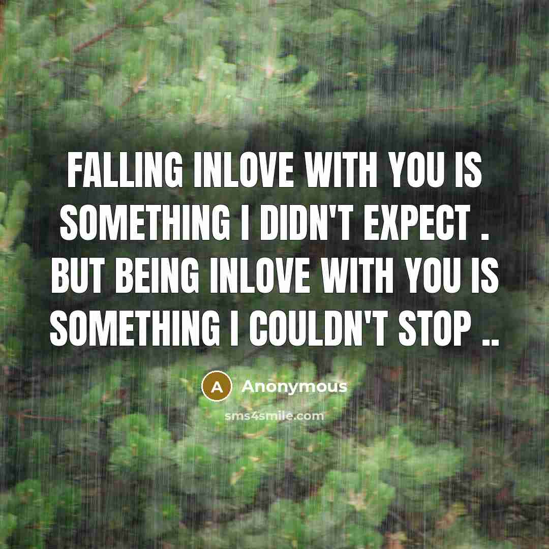 “Falling inlove with you is something I didn't expect . But being inlove with you is something I couldn't stop ..” quote by Anonymous