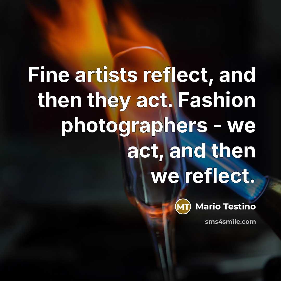 “Fine artists reflect, and then they act. Fashion photographers - we act, and then we reflect.” quote by Mario Testino