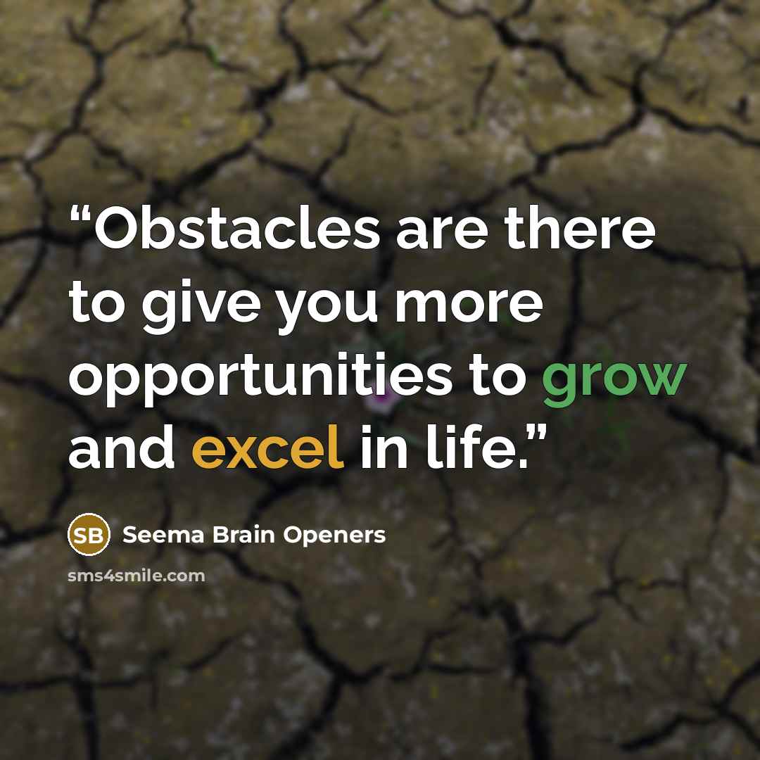 “Obstacles are there to give you more opportunities to grow and excel in life.” quote by Seema Brain Openers