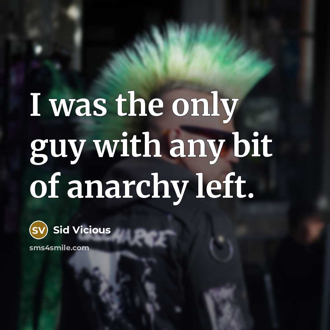 “I was the only guy with any bit of anarchy left.” quote by Sid Vicious