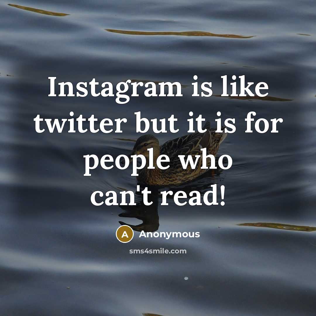 “Instagram is like twitter but it is for people who can't read!” quote by Anonymous