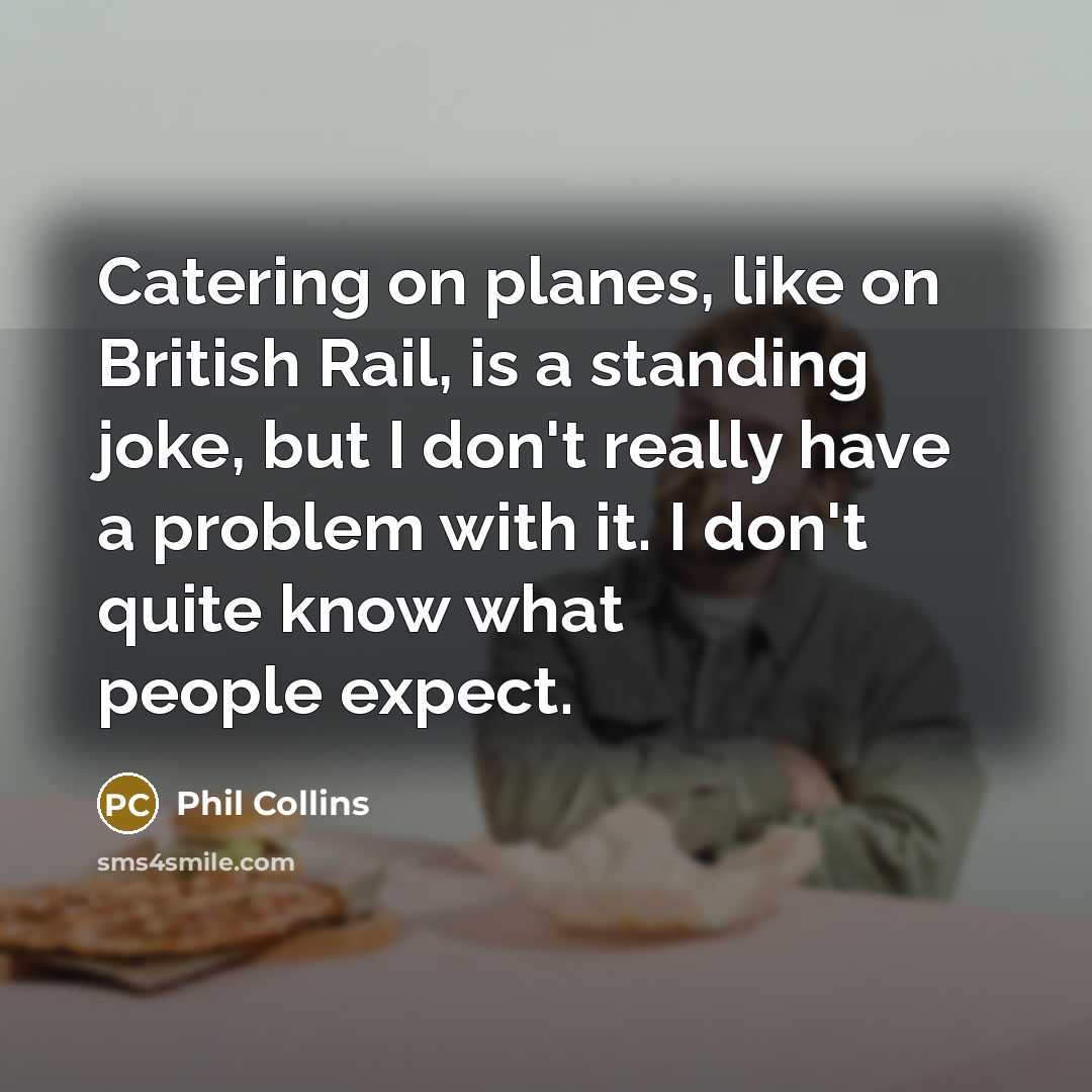 “Catering on planes, like on British Rail, is a standing joke, but I don't really have a problem with it. I don't quite know what people expect.” quote by Phil Collins