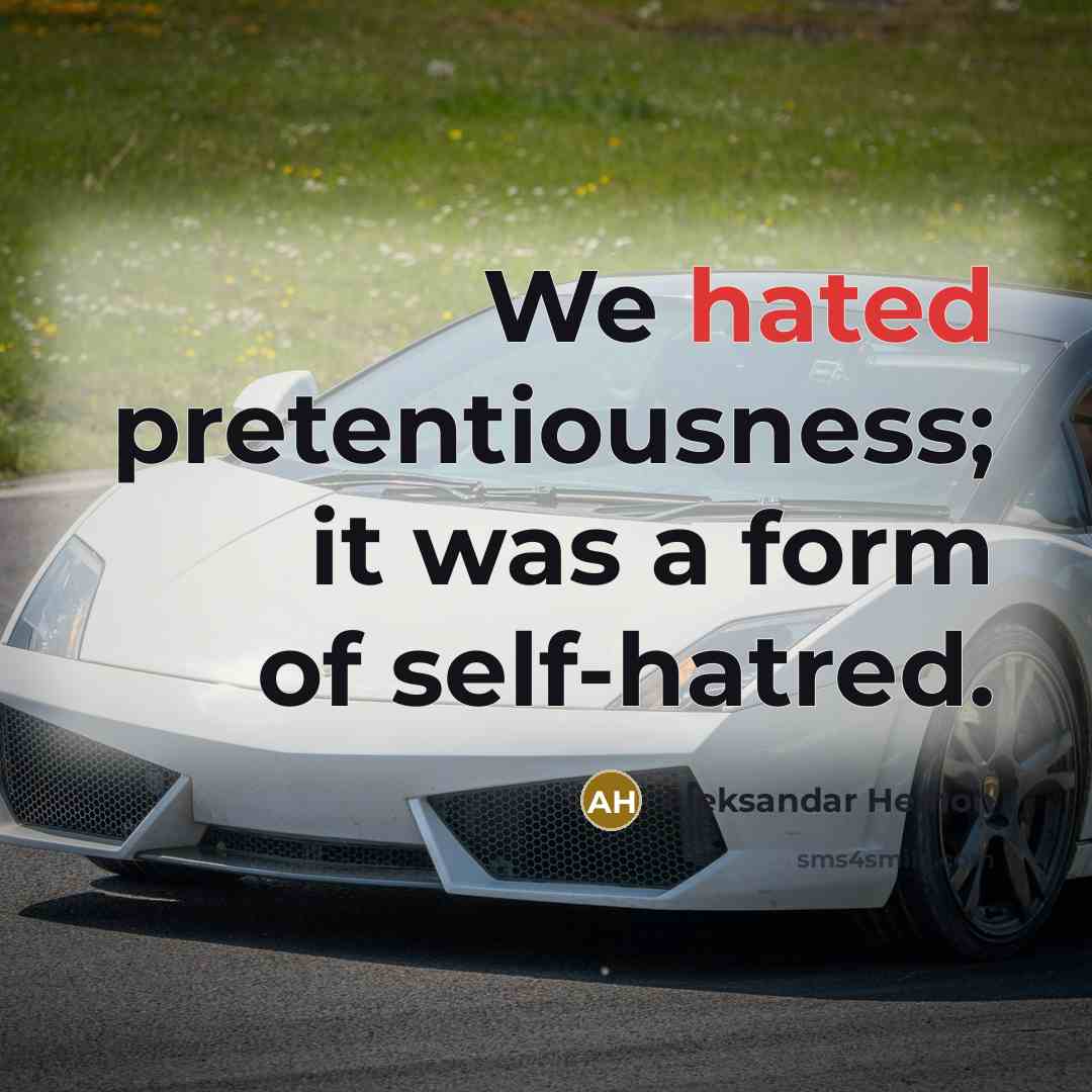 “We hated pretentiousness; it was a form of self-hatred.” quote by Aleksandar Hemon