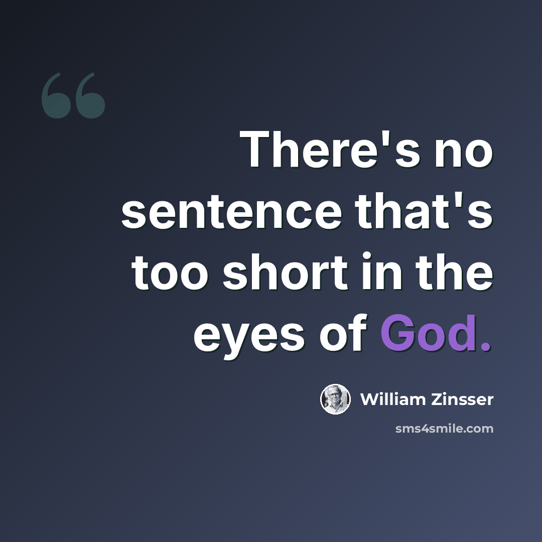 “There's no sentence that's too short in the eyes of God.” quote by William Zinsser