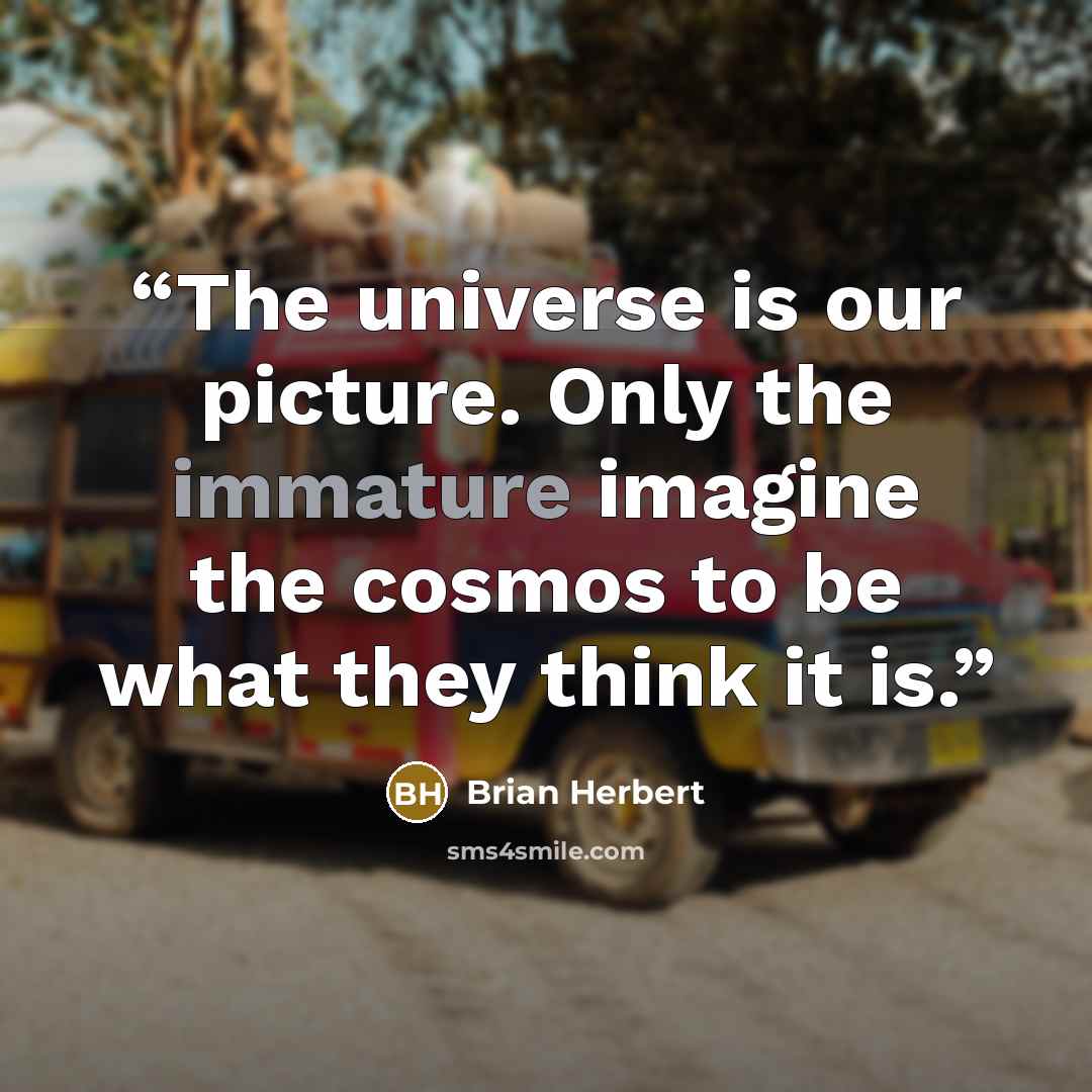 “The universe is our picture. Only the immature imagine the cosmos to be what they think it is.” quote by Brian Herbert