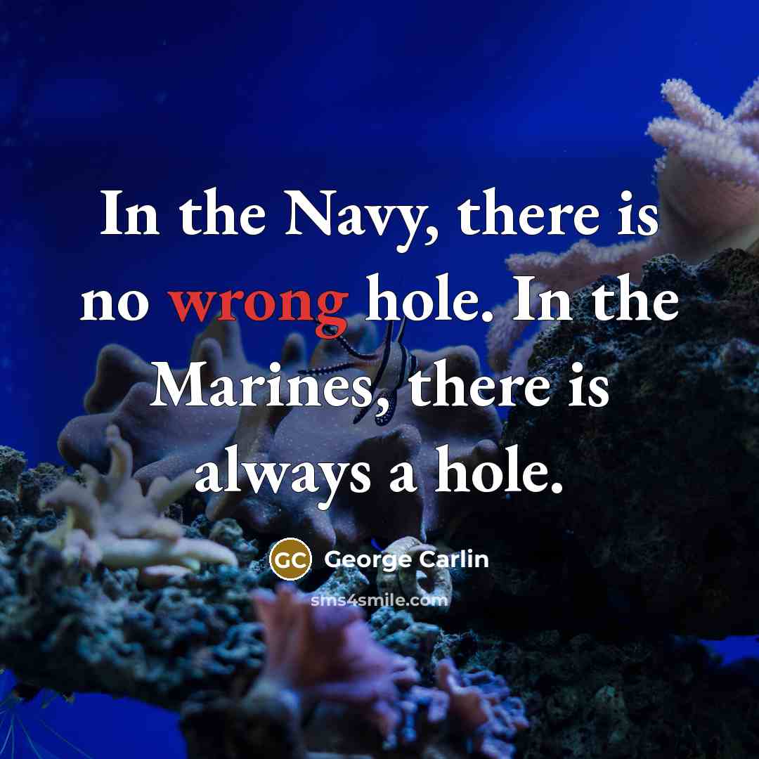 “In the Navy, there is no wrong hole. In the Marines, there is always a hole.” quote by George Carlin