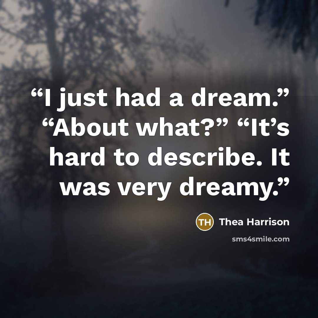“I just had a dream.” “About what?” “It’s hard to describe. It was very dreamy.” quote by Thea Harrison