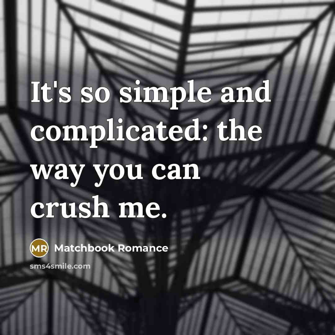 “It's so simple and complicated: the way you can crush me.” quote by Matchbook Romance