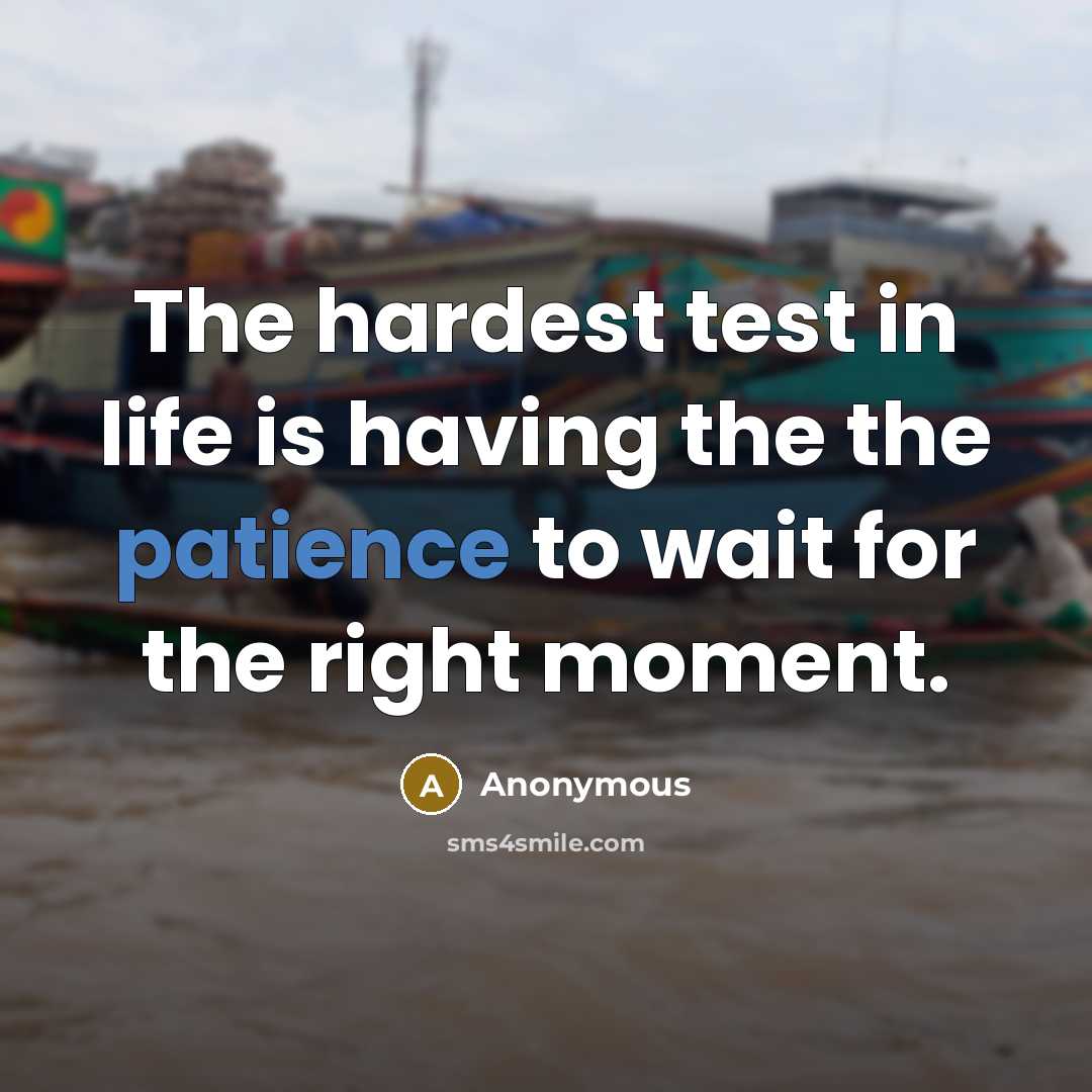 “The hardest test in life is having the the patience to wait for the right moment.” quote by Anonymous