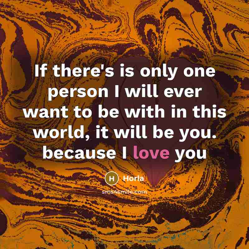 “If there's is only one person I will ever want to be with in this world, it will be you. because I love you” quote by Horla