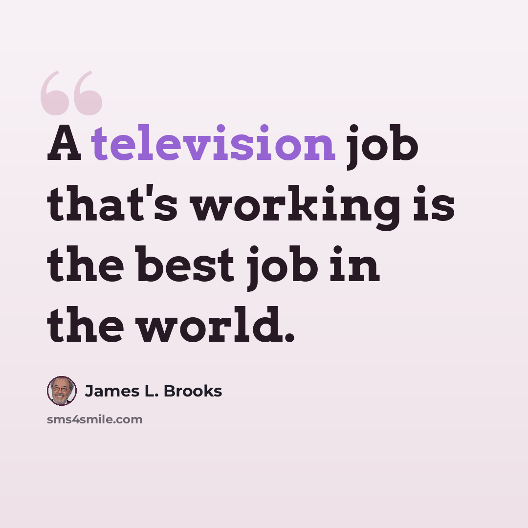 “A television job that's working is the best job in the world.” quote by James L. Brooks