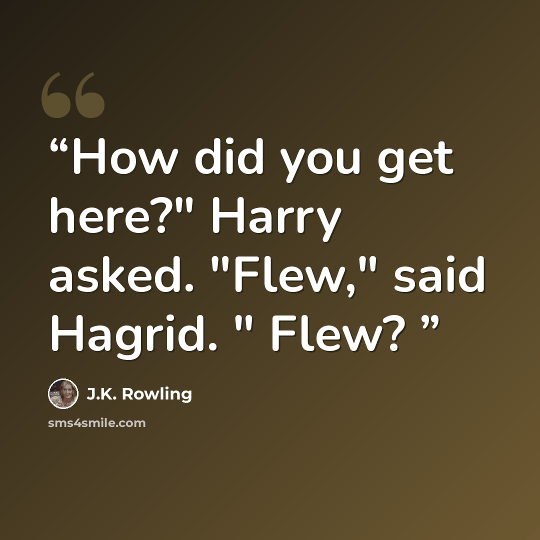 “How did you get here?" Harry asked. "Flew," said Hagrid. " Flew?” quote by J.K. Rowling