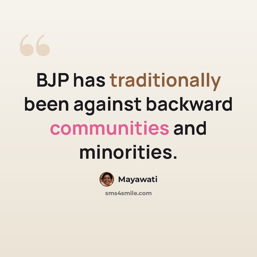 “BJP has traditionally been against backward communities and minorities.” quote by Mayawati
